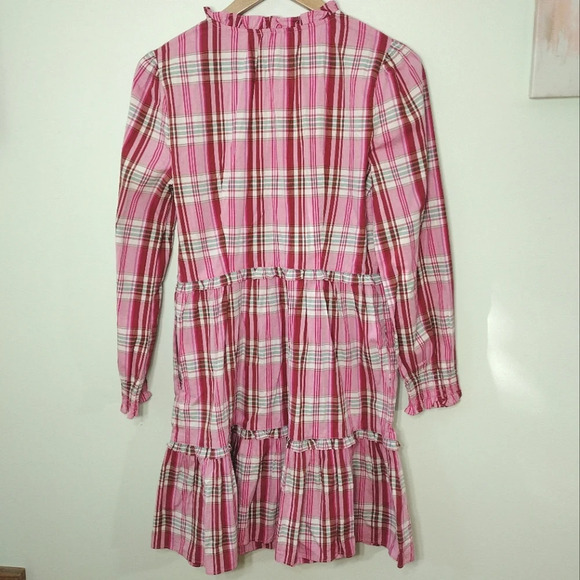 IT HAS POCKETS! J. Crew plaid mini dress with ruffle trim size 4 - Picture 5 of 10